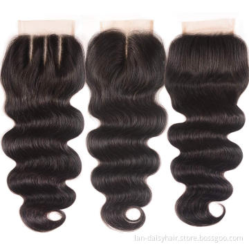 Peruvian  Body Wave Closure 4x4 5x5 6x6 Transparent Lace Lace Closure Free/Middle/Three Part Swiss Lace  Pre Plucked Closure